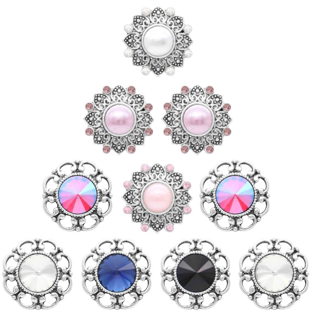

10pcs/lot Mix colorful crystal snap button High quality 18mm Metal Snap Button Rhinestone Styles Button Snaps Jewelry