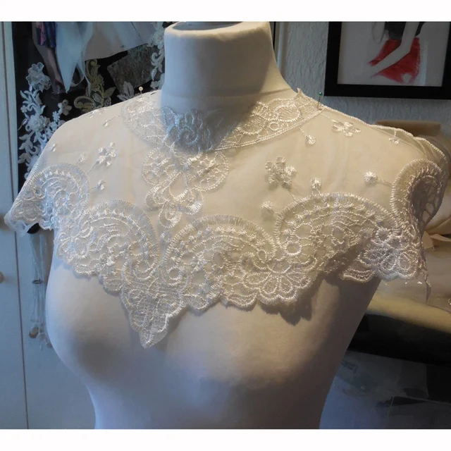 Dress Applique Lace Fabric Blouse Costume Decor Accessories DIY Neckline Collar Sewing Trims White Black 2