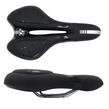 

2020 MTB Road Bicycle Saddle Seats Silicone Cushion PU Leather Silica Filled Gel Hollow Cycling Seat Shockproof Bike Saddle Red