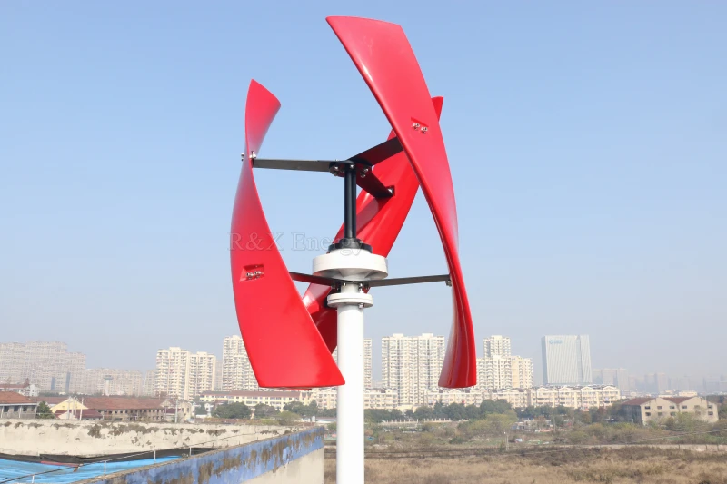 VAWT генератор энергии ветра турбины вертикальной оси без сердечника постоянный Maglev генератор внутри 400 Вт 12 В 24 В входит контроллер - Цвет: Красный