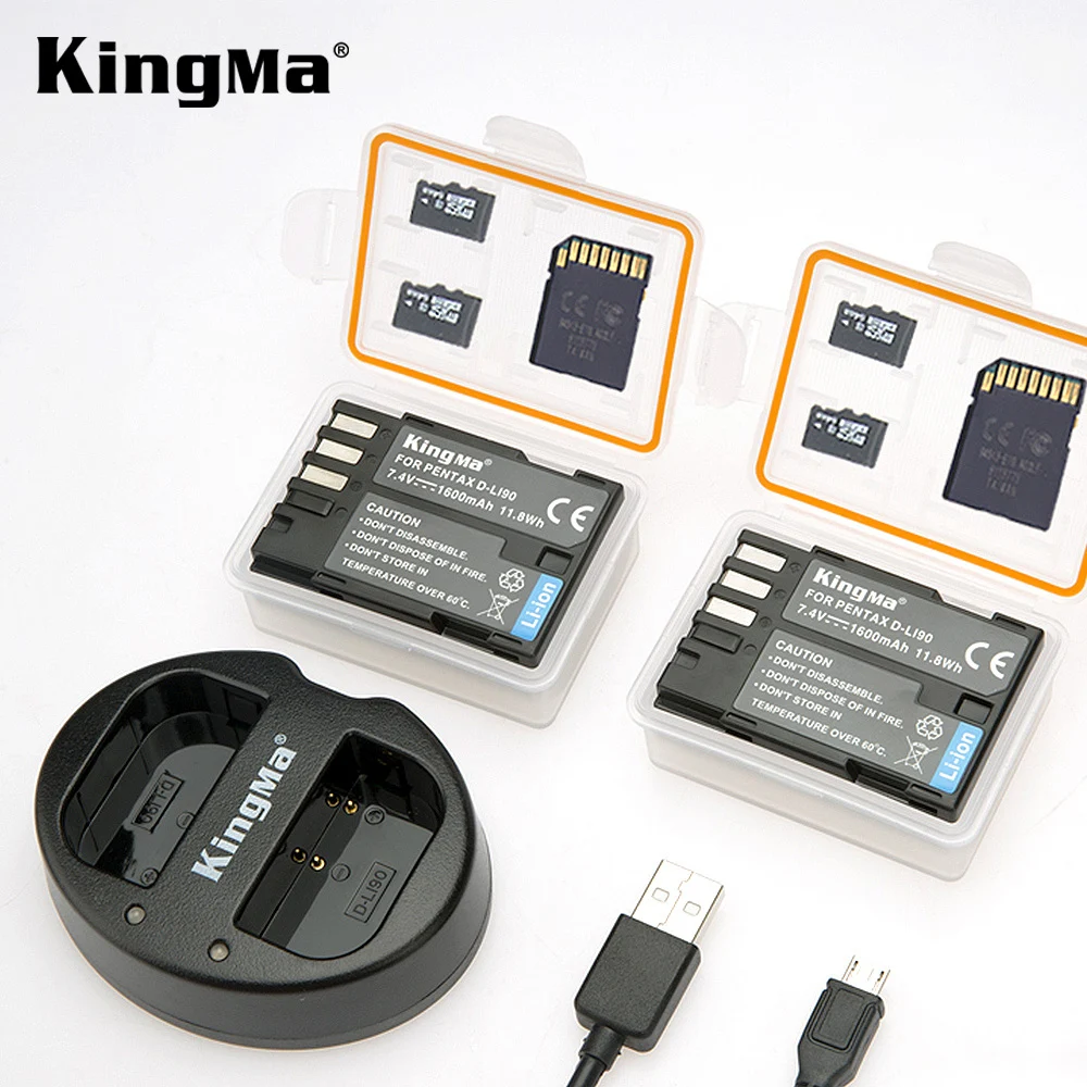 

KingMa D-LI90 DLI90 D LI90 Battery (2 pack) and dual USB charger For PENTAX K-7 K-7D K-5 K-5 II 645D K01 K-3 K-3 II 645Z L15