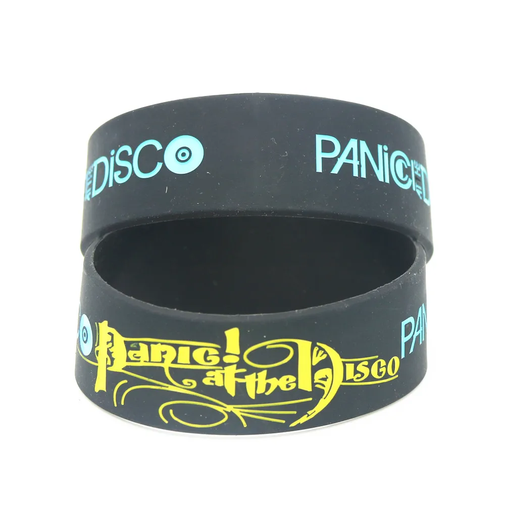 1 шт. Panic! At The Disco band 1 дюйм широкий размер силиконовые браслеты черные резиновые музыкальные вентиляторы резиновые браслеты и браслеты Подарки SH195