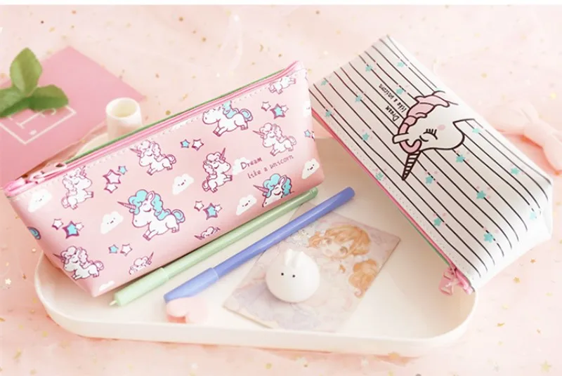 Модная косметичка с единорогом, чехол для путешествий, портативная Водонепроницаемая косметичка для макияжа, детский чехол-карандаш, Студенческая сумочка-Органайзер