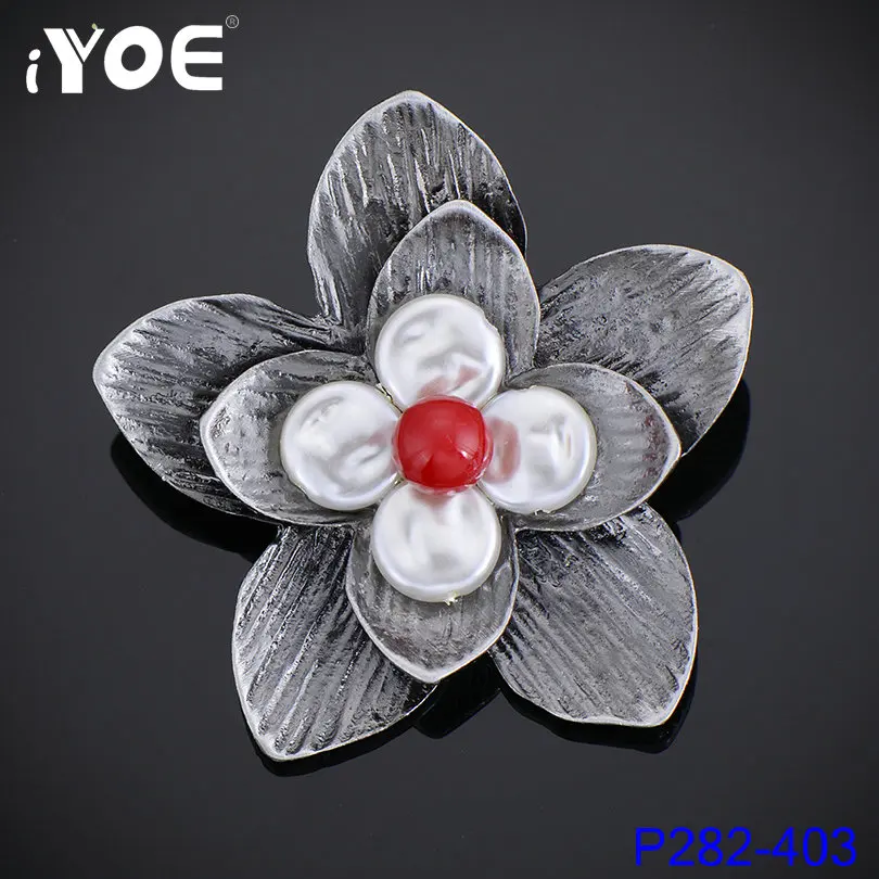 

IYOE Antique Silver Color Vintage Brooch Women Multicolor Natural Stone Flower Brooches Scarf pins Fashion Sweater Accessor