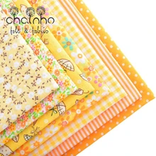 Тонкая Хлопчатобумажная Ткань Лоскутные материалы для шитья скрапбукинга жировые кварталы ткани для квилтинга рукоделие узор 50*50 см желтый 7 шт