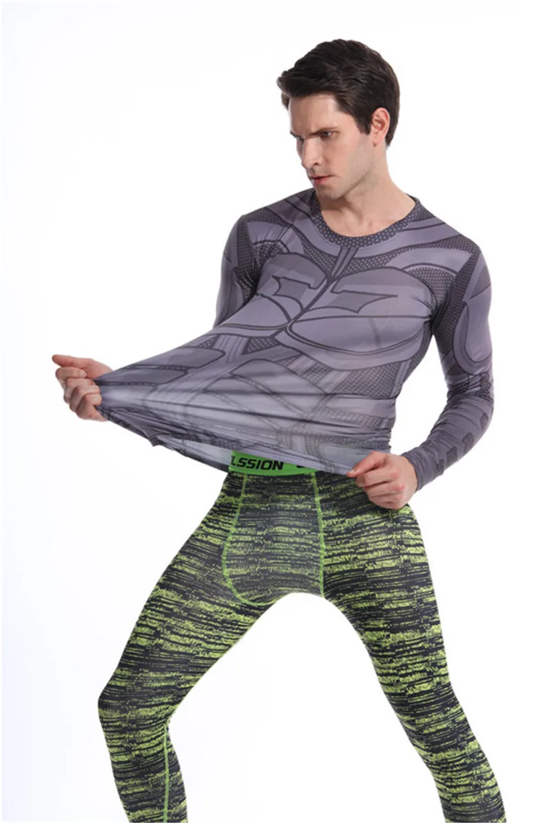 Супермен Каратель 3D печатных спортивная рубашка для мужчин рубашки для бега фитнес колготки быстросохнущие Рашгард компрессионные для ММА с длинным рукавом