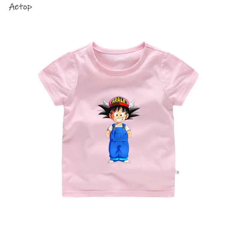 pink Детская футболка с принтом Arale летние топы с короткими рукавами для маленьких мальчиков и девочек, детская повседневная футболка 040 - Цвет: pink