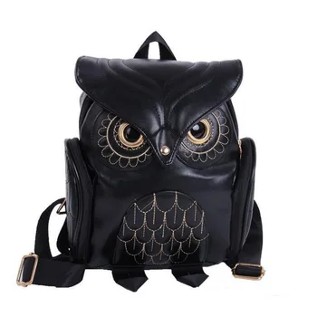 

Cute Owl Backpack School Women Pu Leather Backpacks for Teenage Girls Funny Cats Ears Canvas Shoulder Bags Female Mochila