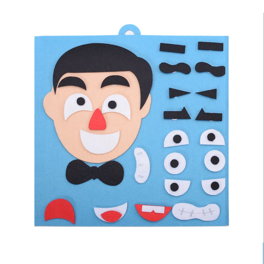 Нетканый посылка Развивающий Пазл помогает детям ручной работы для пяти выражений лица наклейки игрушки ручной работы