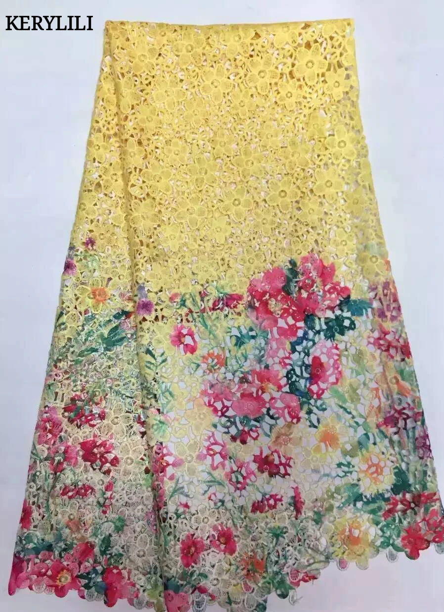 

KER YLILI Latest Nigerian Lace Fabrics African French Lace Fabric High Quality Cord Lace Material Guipure Wedding Dress KRL-1249