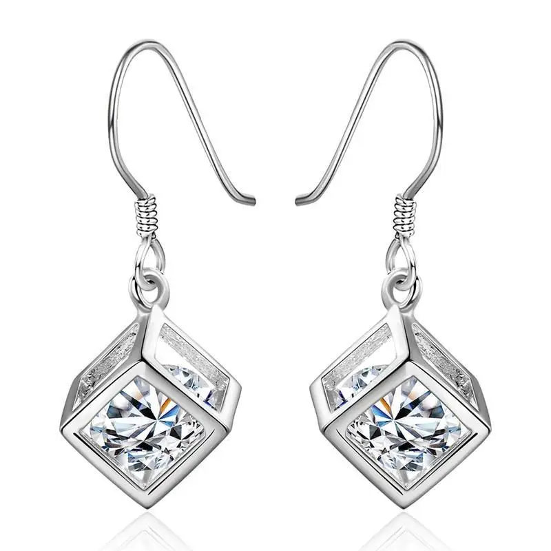 

Sale E583 Cubic Zirconia Silver Free Shipping CZ Stone Crystal Drop Earrings Women Wholesale Popular Best Selling