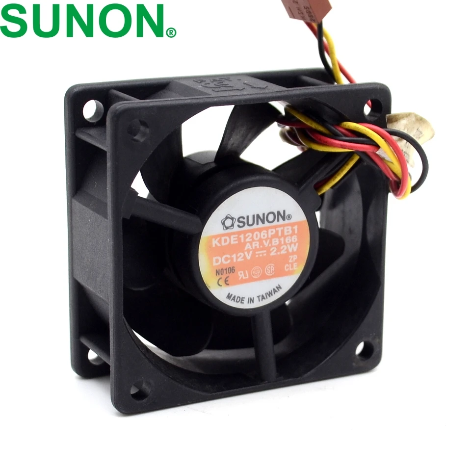 3-проводной охлаждающий вентилятор с сигнализацией для SUNON 6025 2 Вт KDE1206PTB1 60 мм 12 В |
