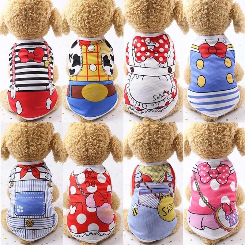 

Cartoon Print Dog Shirt Cheap Dog Clothes For Small Dogs Summer Chihuahua Tshirt Cute Puppy Vest Yorkshire Terrier Pet Clothes