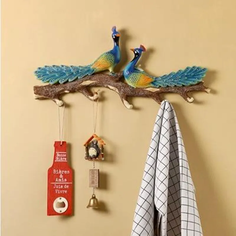 

Creative peacock craft wall stickers, home decor wall hangings, decorative key hooks,
