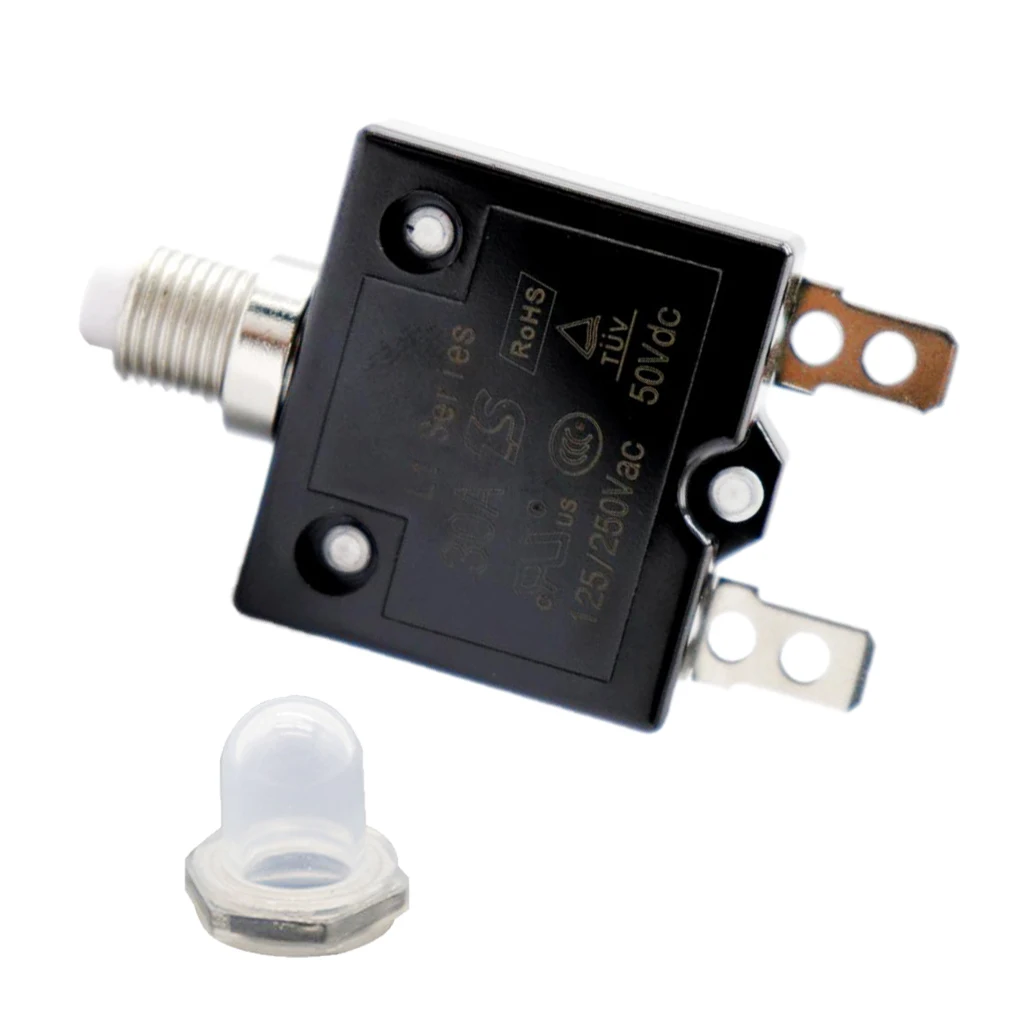 1 Set  30A Circuit Breaker Overload Protector & Waterproof Cap Switch Fuse Resettable AC 125/250V Manual Reset Button