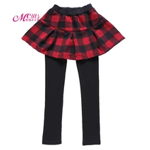 New Autumn Winter Girls Leggings Pants Cotton Lattice Skirt Capris Faux Two Piece Culottes 4 6 8 10 12 Years Girl Kids Trousers girl winter suit 2018 girls winter two piece suit gilrs coat plus velvet with cloak girls skirt pants leopard skirt culottes