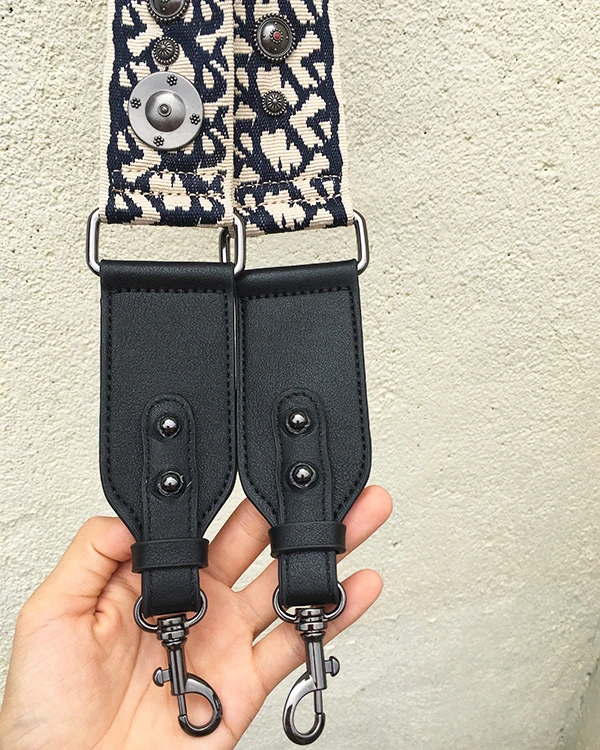 Fashion Metal Badge Canvas Shoulder Strap for Bags Replacement Strap Handbag Geometric Accessories Belts Ladies Bag Partys 
