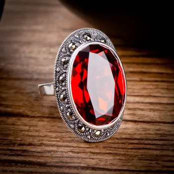 

Genuine Solid 925 Silver Sterling Ring Designer Jewelry Luxury Women's Rings Natural Garnet Stone Beautiful Fine Jewelry Bagues