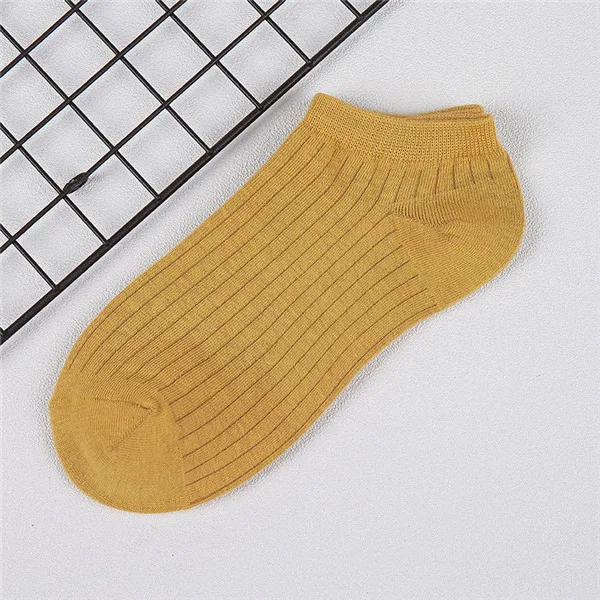 CHAOZHU/весенне-Летние повседневные хлопковые носки в рубчик для женщин и девочек, 10 цветов на выбор, милые Повседневные Классические носки до щиколотки - Цвет: Золотой