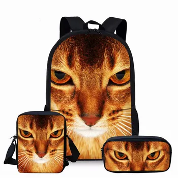 

3PCS/SET Black Cat Print School Backpack for Teenage Girls Cute Student Kids Bagpack Preppy Children Kids Rucksack Book Bags