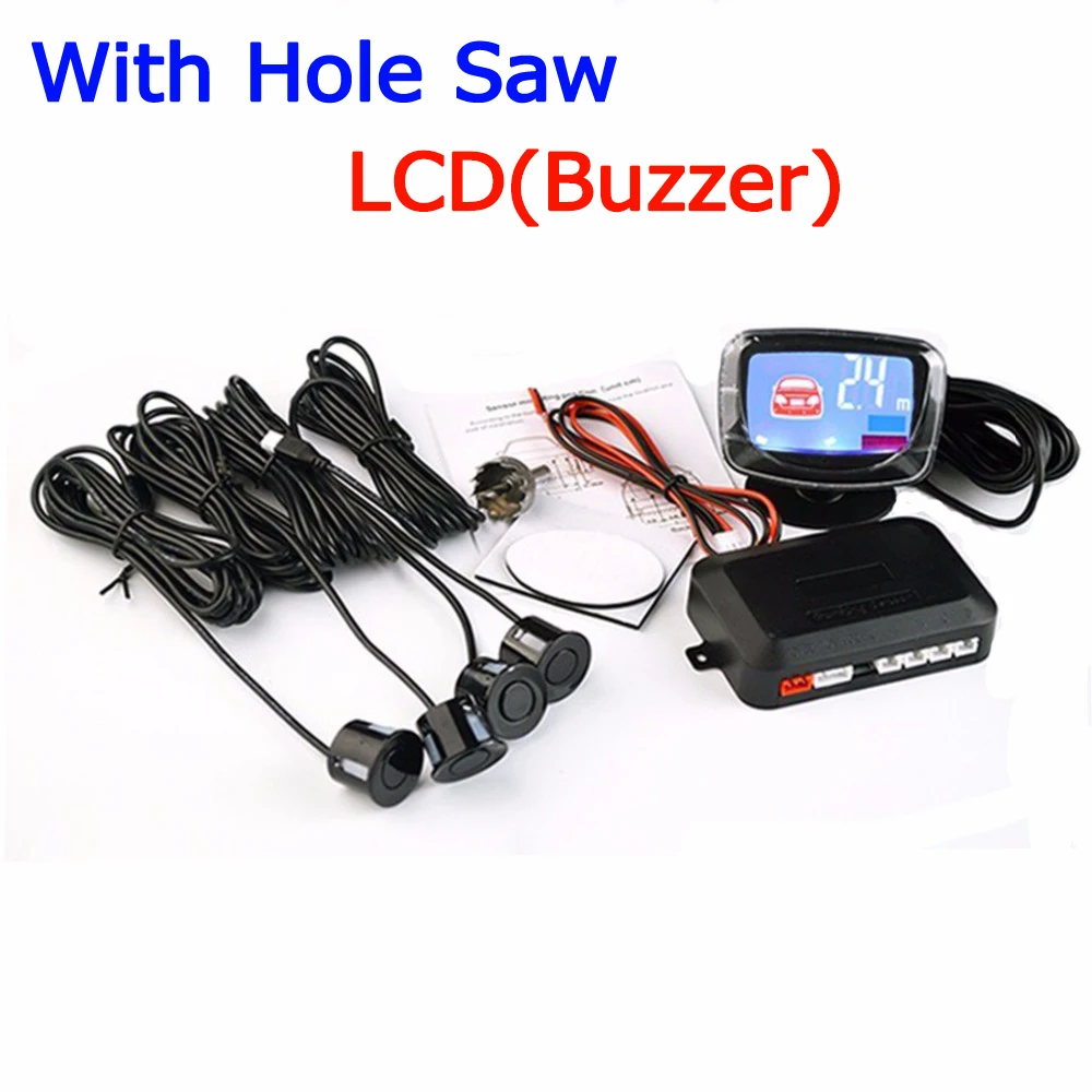 Viecar Car Parking Sensor Kit Buzzer No Drill Hole Saw 22mm 4 Sensors