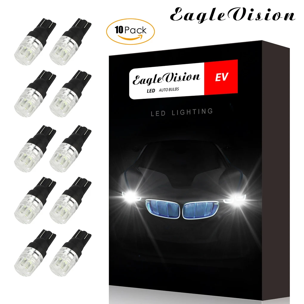 

10PCS Waterproof T10 5730 8W Car LED Prism Lens Decoding License Plate Light Reading Light Bulb 12V