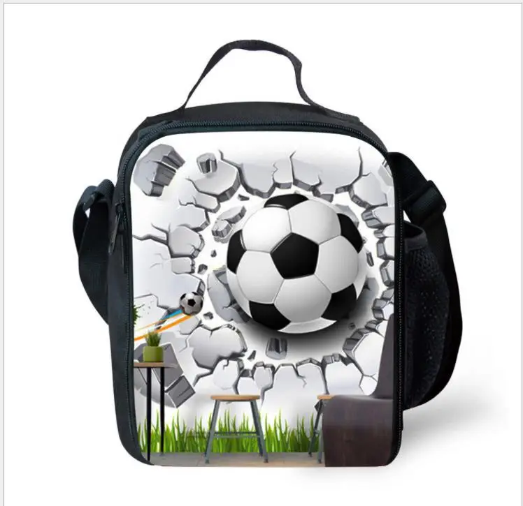 Модная детская сумка для ланча с 3D рисунком льда/Footbally изолированная ланчбокса