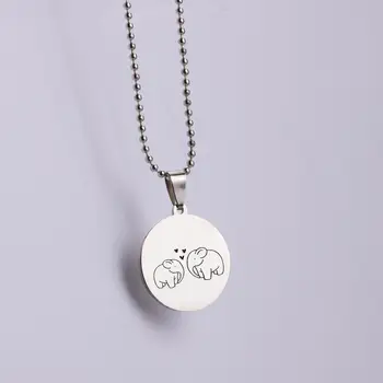 

Mirror Polished Round Necklace Family Member Love Elephant Hand Engraved Mom Daddy & Kids Necklace Jewelry 1 pcs Birthday Gift