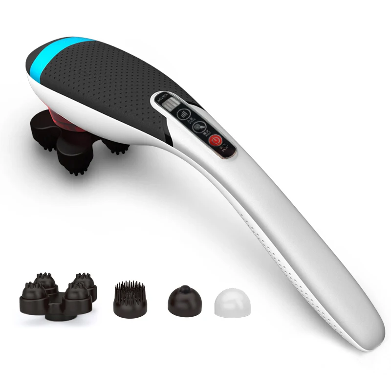 Handheld Electric Massager Household Massage Stick 6 Modes 5 Levels Speed 4 Massage Heads Pressure & Pain Relief Body Relaxation