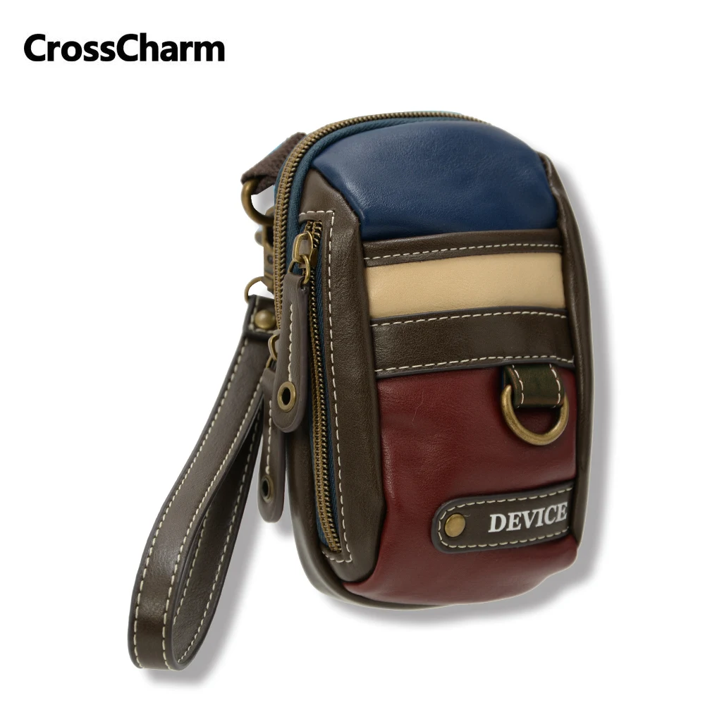 Crosscharm Brand Men Kožená kabelka Cestování Fanny Pas Pack Pouch Satchel Sling Messenger Crossbody Tašky MINI Patchwork 50025