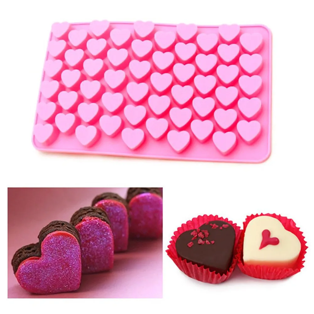 

55 mini heart silicone pralines mold baking ice cubes chocolate confectionery truffles 18.4 x 11 x 1.2 cm