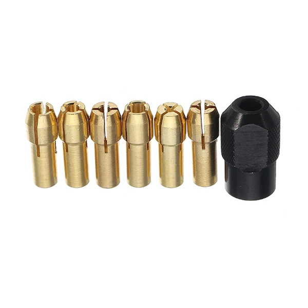 

Mini Drill Brass Collet Chuck for Dremel Rotary Tool 6Pcs 1-3.2mm Brass with M8x0.75mm Black Nut for Dremel Accessories