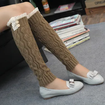 

Winter Women Leg Warmers Boot Socks Lace Leg Warmers Buttons гетры для танцев гетры женские гетры теплые polainas piernas mujer