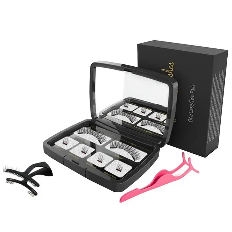 

Eyelashes Makeup Set 6pcs Magnetic Lashes Reusable with Mirror Tweezer Cosmetics For Make-up Eyelash Extension