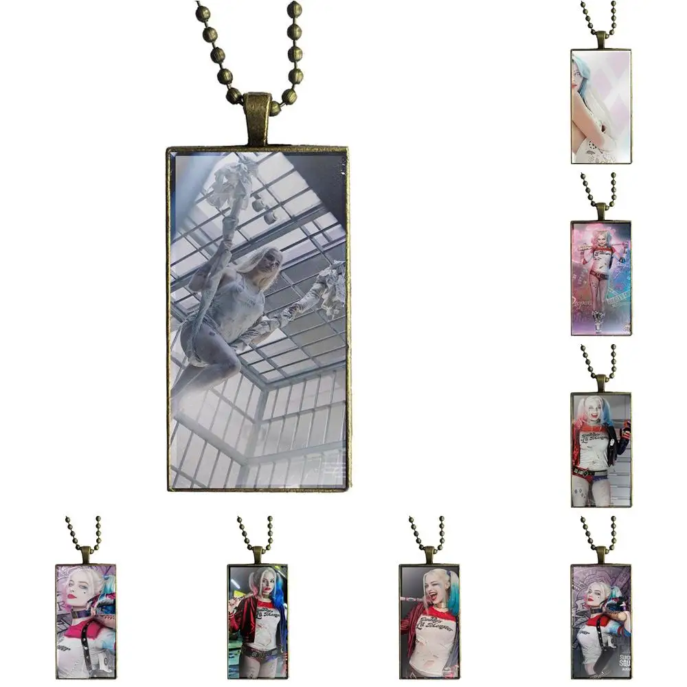 

EJ Glaze For Kids Beads Fashion Glass Cabochon Pendant Rectangle Necklace Choker Necklace Jewelry New Harley Quinn Marvel Comics