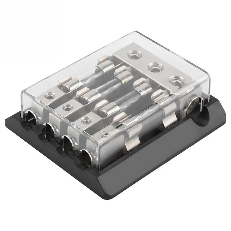 

80A 4 Way Car Fuse Stereo Audio AGU Fuse Holder Power Distribution Block Fusebox 3x2GA In 4x8GA Out Car Accessories New