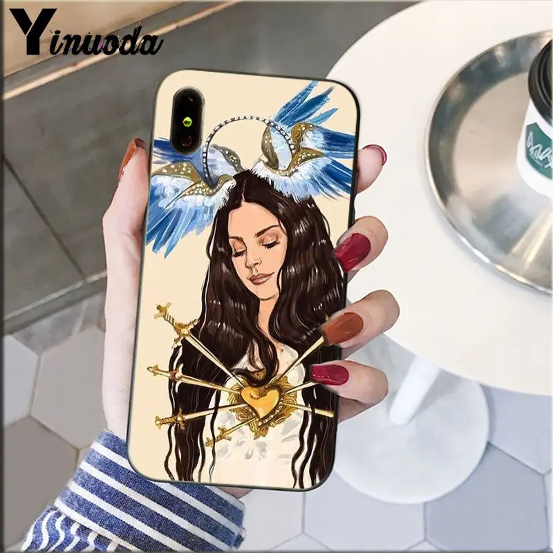 Yinuoda Lana Del Rey ТПУ мягкий силиконовый черный чехол для телефона для Apple iPhone 8 7 6 6S Plus X XS MAX 5 5S SE XR Чехол для мобильного телефона s