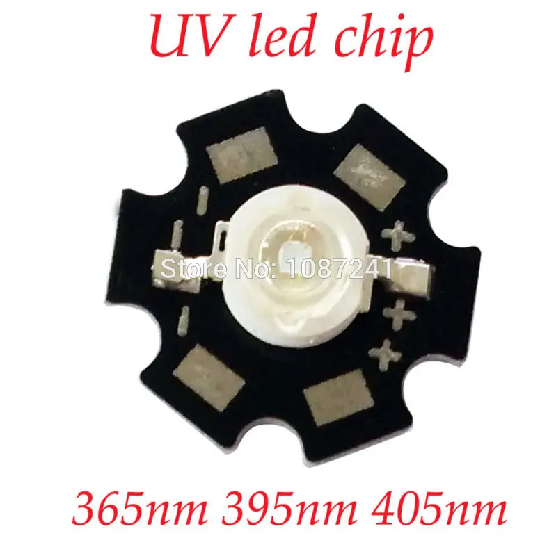 3 Вт 365нм УФ led бусины высокая мощность излучающие ультрафиолетовые с радиатором |