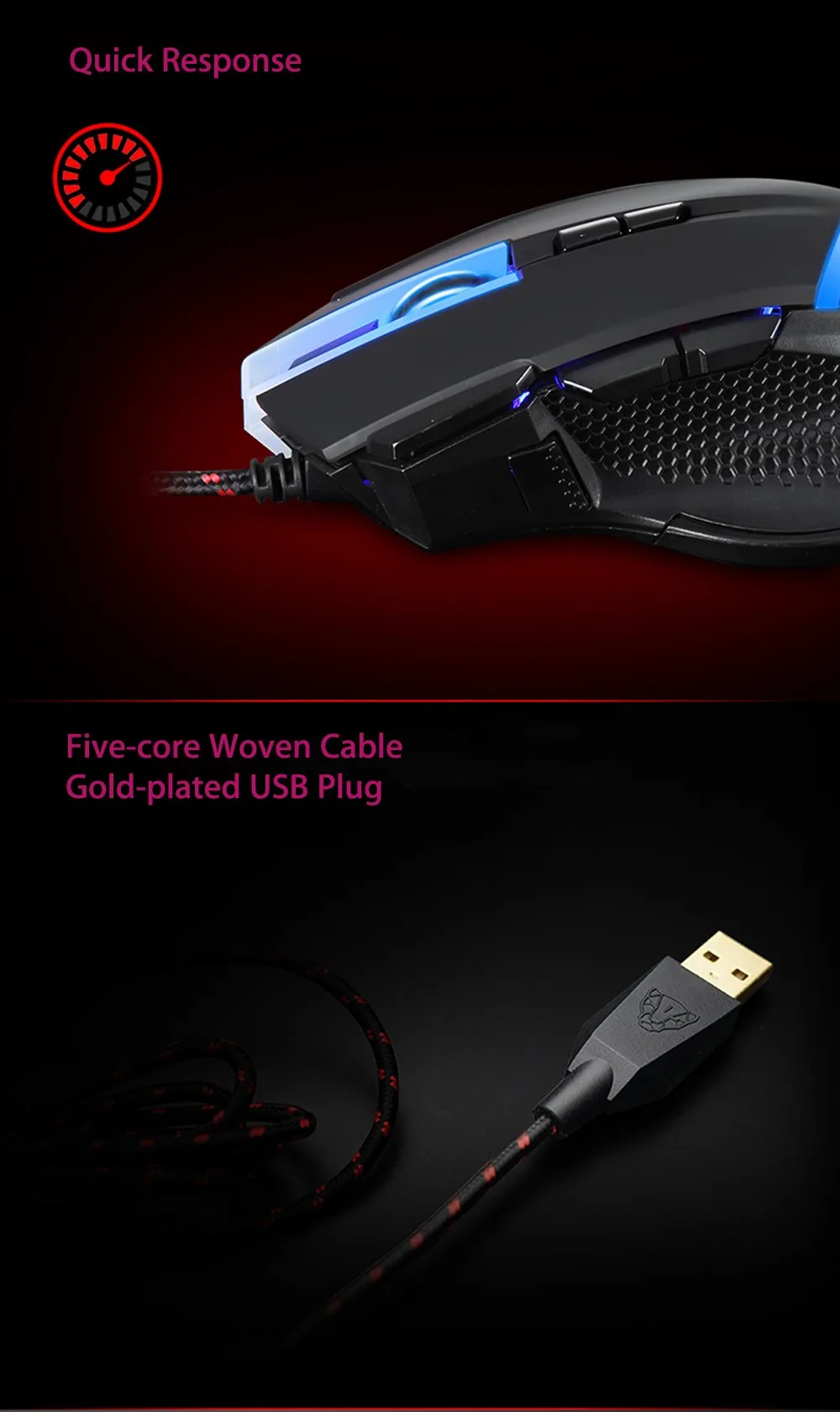 Motospeed V18 игровая проводная мышь с 4000 dpi высокая точность оптическая 9 клавиш 8 цветов подсветка 1,8 м кабель для Pro Gamer