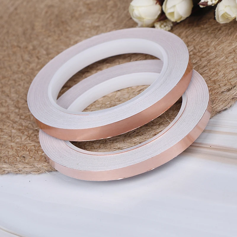 

20m Single Side Conductive Copper Foil Shielding Tape 1 Roll EMI Conductive Self Adhesive Barrier Tape High Quality