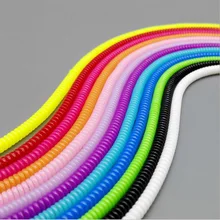 6pcs/lot Solid Color TPU spiral USB Charger cable cord protector wrap cable winder for charging cables organizer, Length 50cm