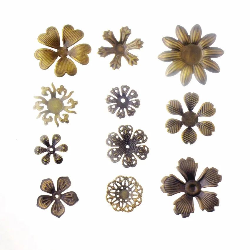 

Free shipping Flower Wraps Connectors Antique Bronze Metal Crafts Gift Decoration DIY Embellishments Scrapbooking