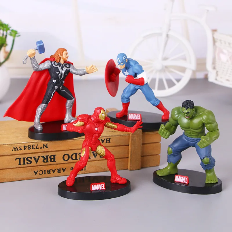 

4pcs/set 8-10cm Super Heroes The Avengers Infinity War Thanos Action Figure Set Toys Spiderman Captain America Hulk
