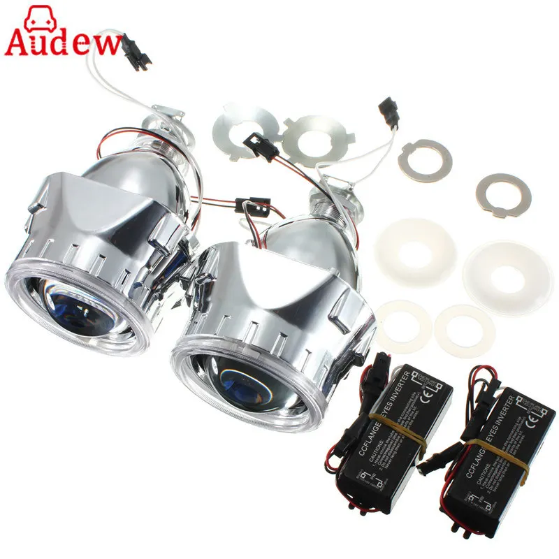 

2.5" Car Motor Bi-xenon For HID Projector Halo Lens CCFL Angle Eye Fog Light Headlights shroud H1 H4 H7