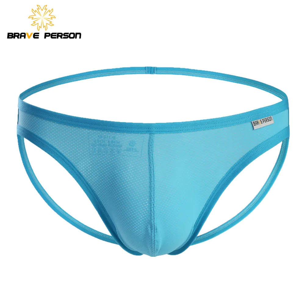 

BRAVE PERSON Men's Sexy Briefs Nylon Men Underwear Briefs Soft Comfortable Exposed Buttocks Jockstrap Gay Underwear B1147