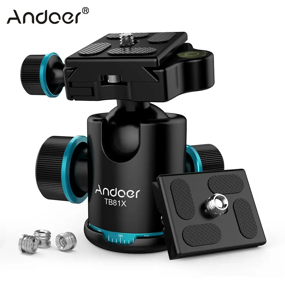 Andoer TB81X Camera Tripod Ball Head for Canon Nikon 360 Degree