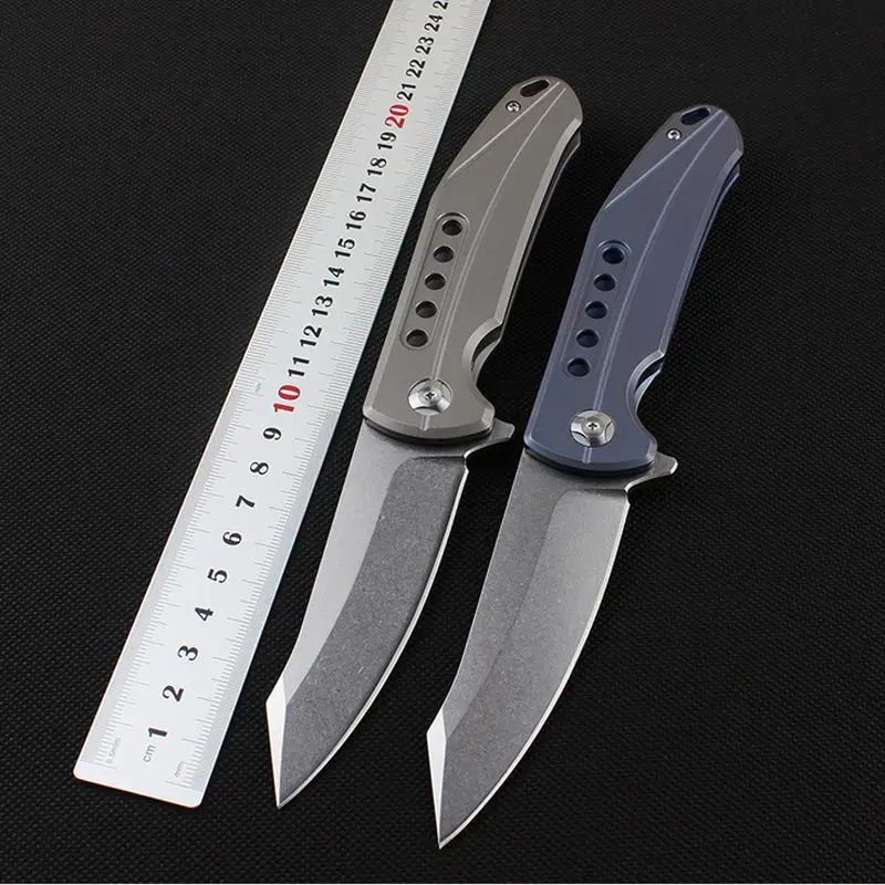 

58-60HRC D2 blade titanium handle folding knife EDC Ball bearing pocket knife outdoor camping tool survival tool tactical knife