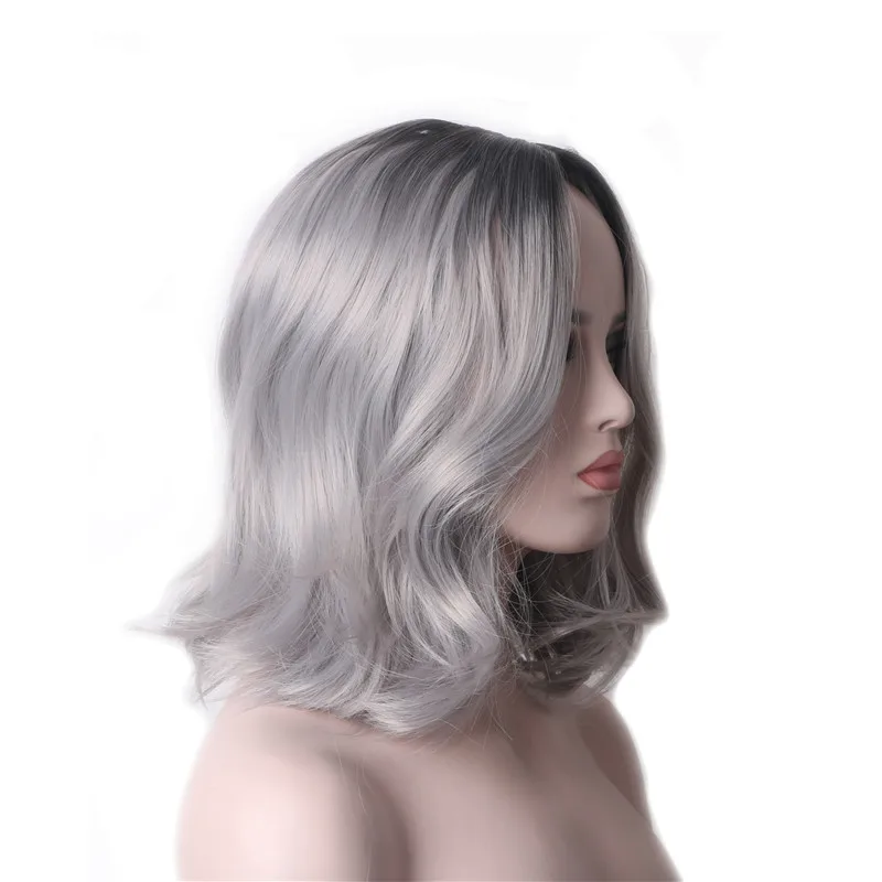 WoodFestival short wig ombre grey wig hair wigs for women curly wigs synthetic heat resistant WoodFestival short wig ombre grey wig hair wigs for women curly wigs synthetic heat resistant