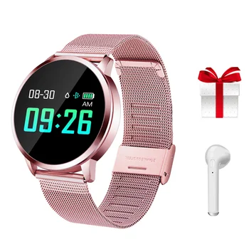 

Rose Gold Smart Wristband Watch Fitness Bracelet With Pressure Measurement Heart Rate Monitor Oxygen Call Message Reminder VS M8
