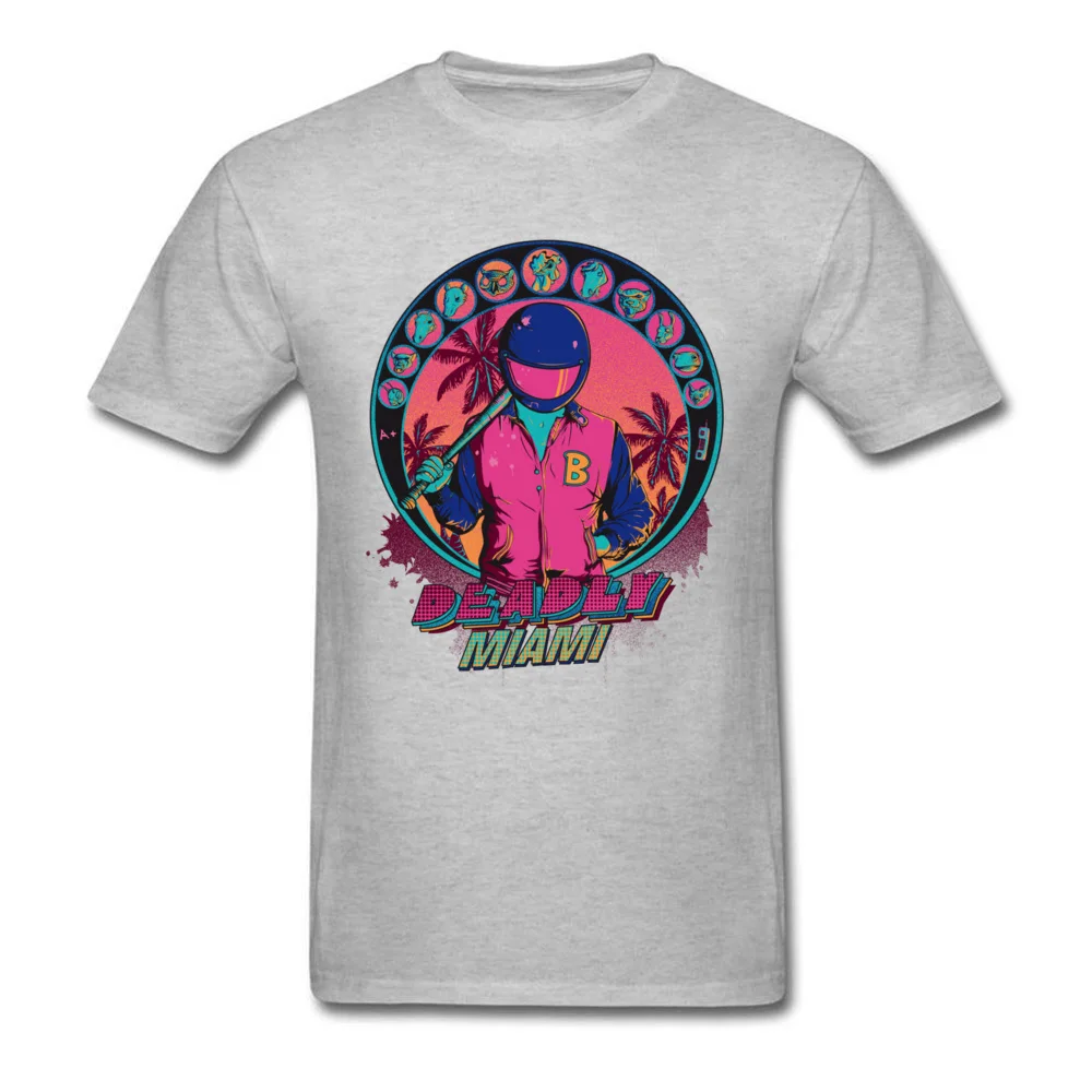 Deadly Miami Leisure T-shirts for Men 100% Cotton Fabric VALENTINE DAY Tops Tees Tee Shirts Short Sleeve Latest Crew Neck Deadly Miami grey